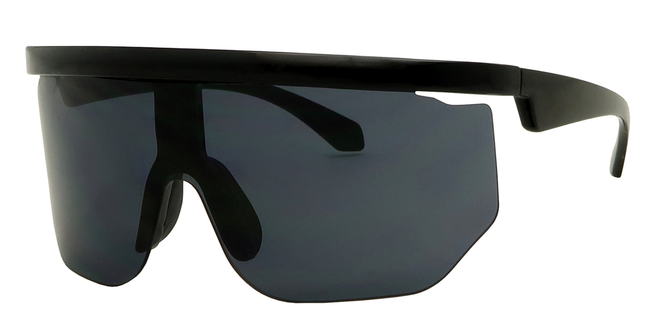 7755RV - Wholesale Sporty Snake Shield Half Rim Sunglasses with RV/Smoke lens