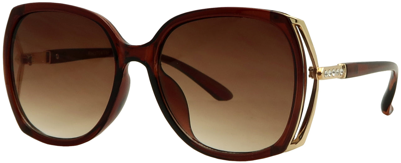 RH3704TM - Wholesale Women's Fashion Rhinestone Temple Sunglasses