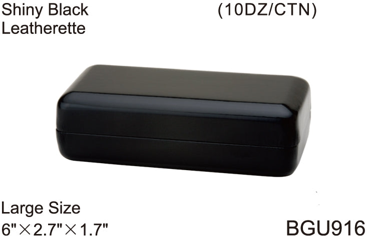 BGU916 - Wholesale Leather Like Black Rectangular Clam Case for Sunglasses