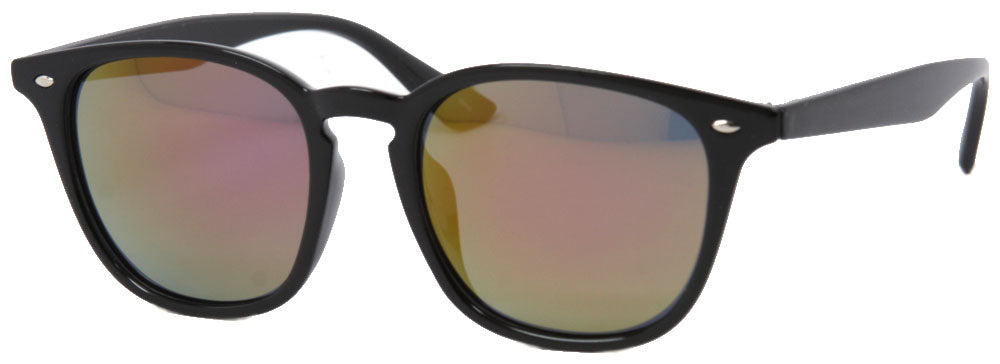 1468RPL - Wholesale Square Keyhole Style Colored Mirror Polarized Sunglasses in Black