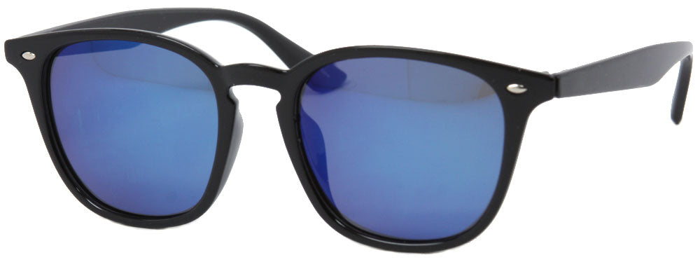 1468RPL - Wholesale Square Keyhole Style Colored Mirror Polarized Sunglasses in Black