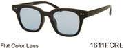 1611FCRL -Wholesale Retro Square Sunglasses with Colored Flat Lens in Black