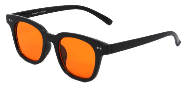 1611FCRL -Wholesale Retro Square Sunglasses with Colored Flat Lens in Black