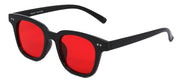 1611FCRL -Wholesale Retro Square Sunglasses with Colored Flat Lens in Black