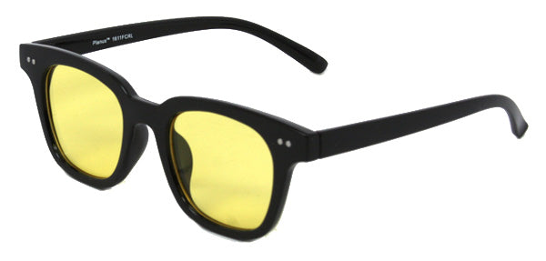 1611FCRL -Wholesale Retro Square Sunglasses with Colored Flat Lens in Black