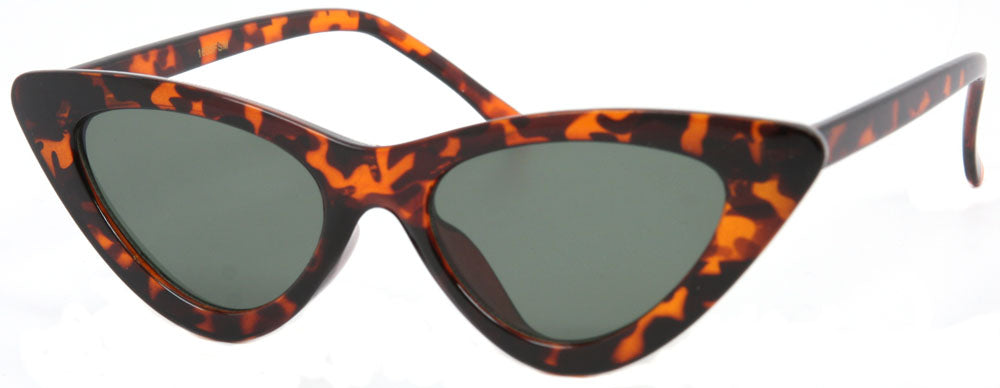 1635FSM - Wholesale Slim & Thin Cat Eye Sunglasses in Tortoise