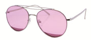3132FCRL - Wholesale Double Bar Aviator Sunglasses with Colored Flat Lens in Silver