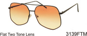 3139FTM - Wholesale Retro Hexagonal Flat Lens Sunglasses in Black