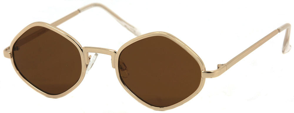 3154FSM - Wholesale Retro Geometric Hexagonal Sunglasses in Gold