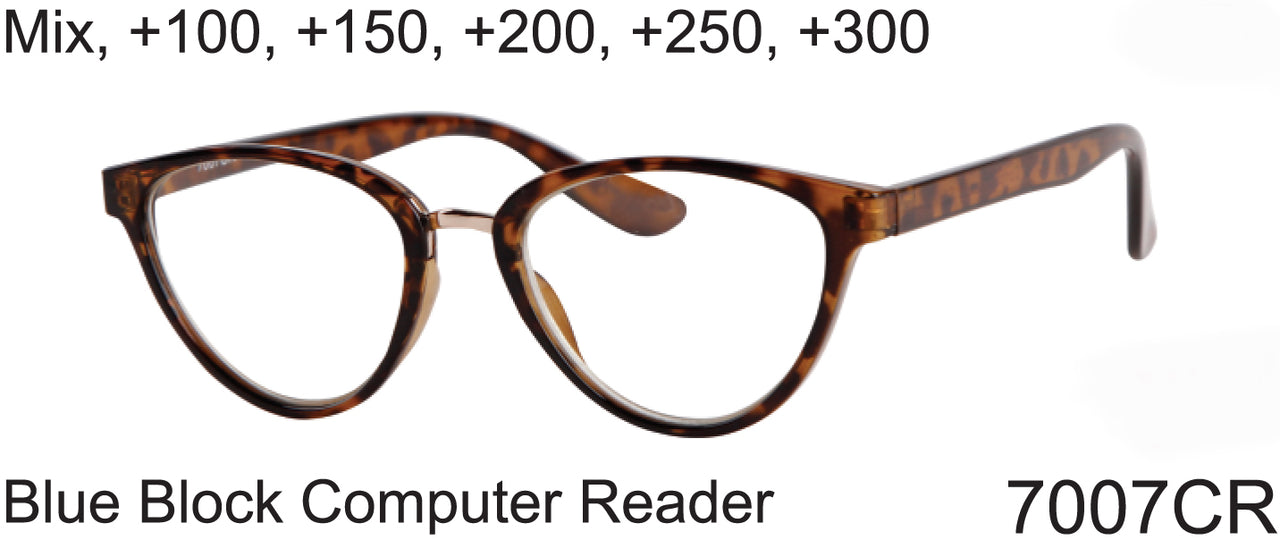 7007CR - Wholesale Blue Light Blocking Cat Eye Frame Computer Reading Glasses