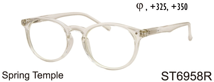 ST6958R - Wholeale Unisex Round Keyhole Style Reading Glasses in Translucent Clear