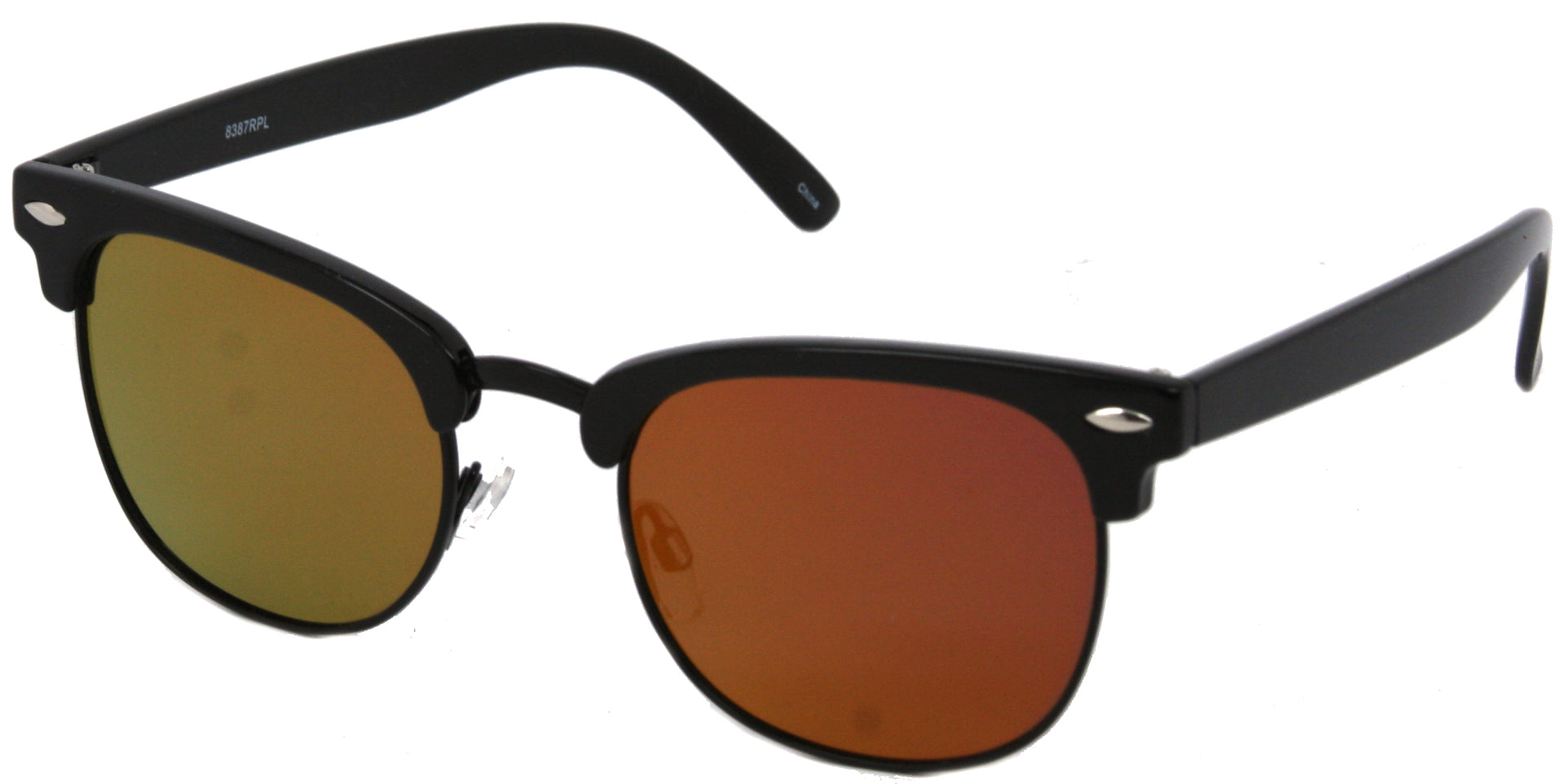 8387RPL - Wholesale Classic Style Polarized Colored Mirror Sunglasses in Black