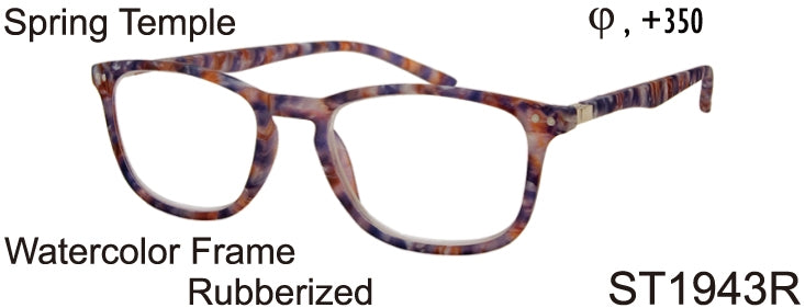 ST1943R - Wholesale Rubberized Watercolor Pattern Reading Glasses in Tortoise