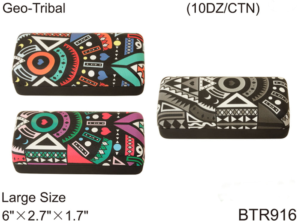 BTR916 - Wholesale Medium Size Two Tone Geo-Tribal Clam Case for Sunglasses