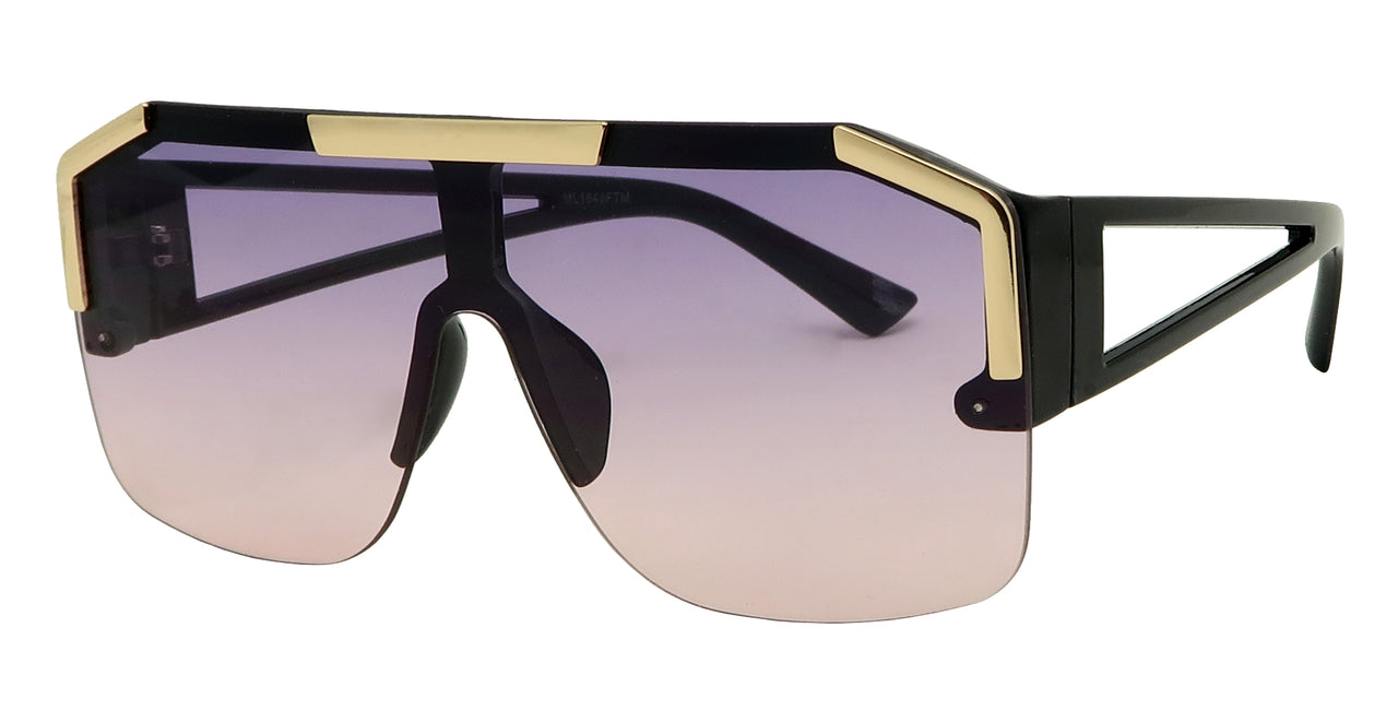 ML1648FTM - Wholesale Unisex One Piece Frame Flat Lens Fashion Sunglasses