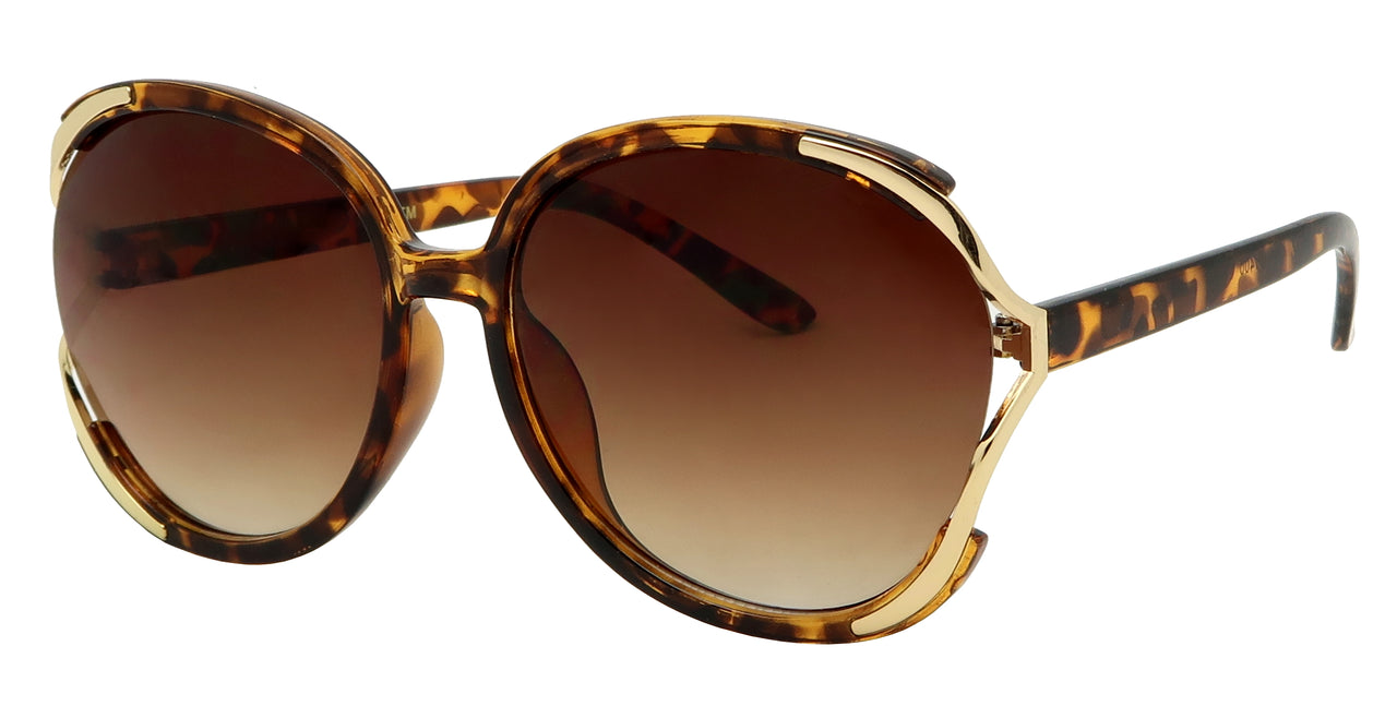ML1673TM - Wholesale Women's Round Fashion Sunglasses w/ Metal Side Vents
