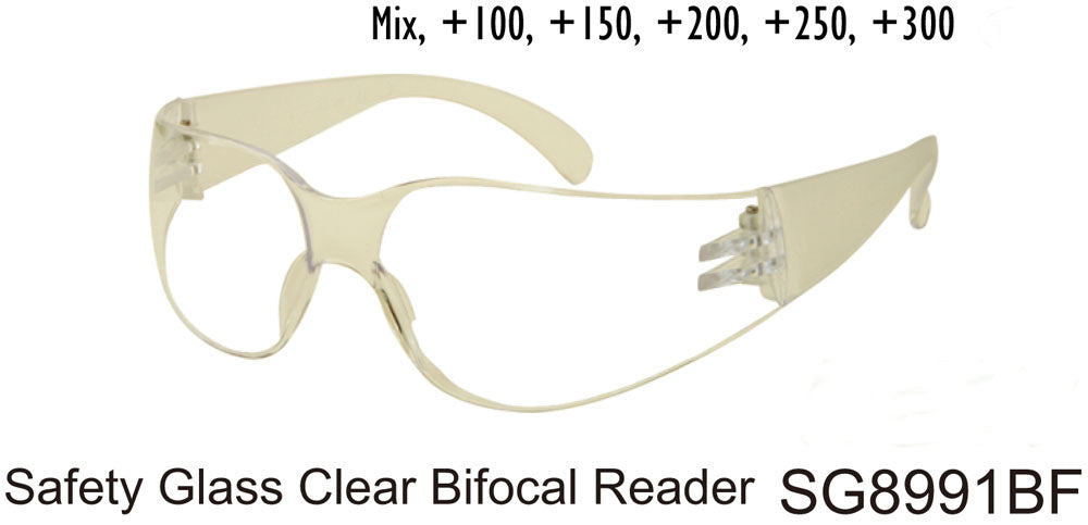 SG8991BF - Wholesale Safety Glasses with Clear Bi-Focal Reading Lens