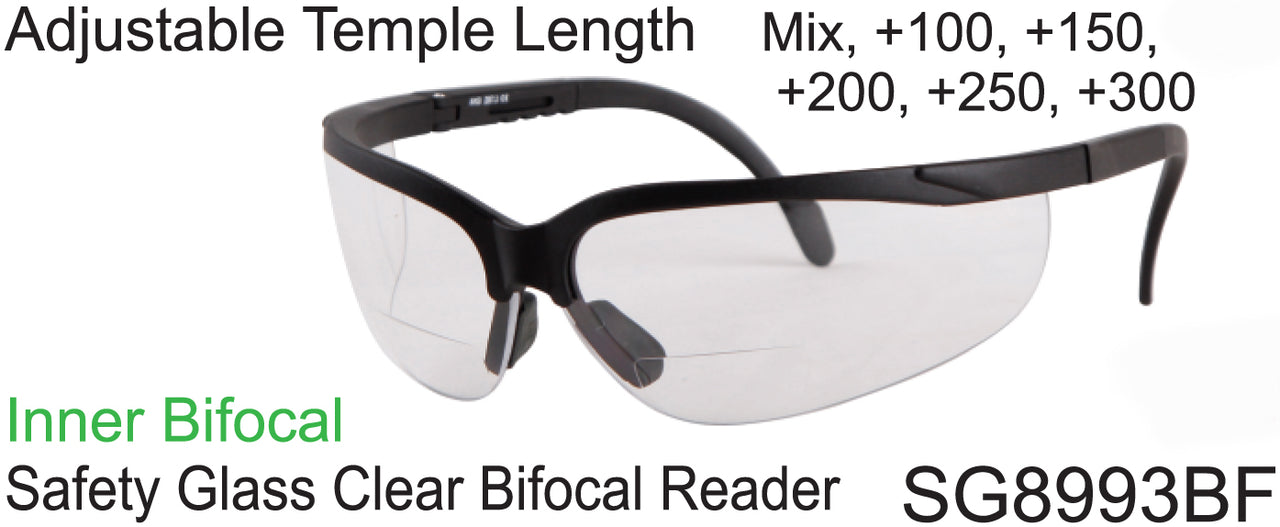 SG8993BF - Wholesale Safety Glasses with Inner Bi-Focal Reading Lens
