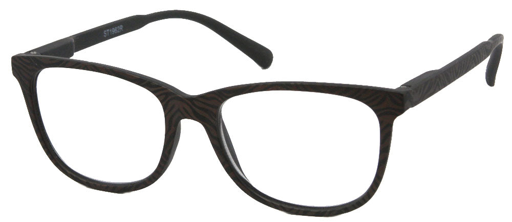 ST1962R - Wholesale Women's Zebra Striped Square Reading Glasses in Grey