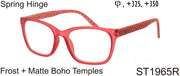 ST1965R - Wholesale Women's Frosted Bohemian Reading Glasses in Red