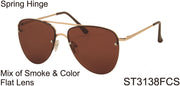 ST3138FCS - Wholesale Aviator Style Flat Lens Sunglasses in Gold