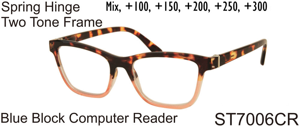 ST7006CR - Wholesale Blue Light Blocking Two Toned Frame Computer Reading Glasses