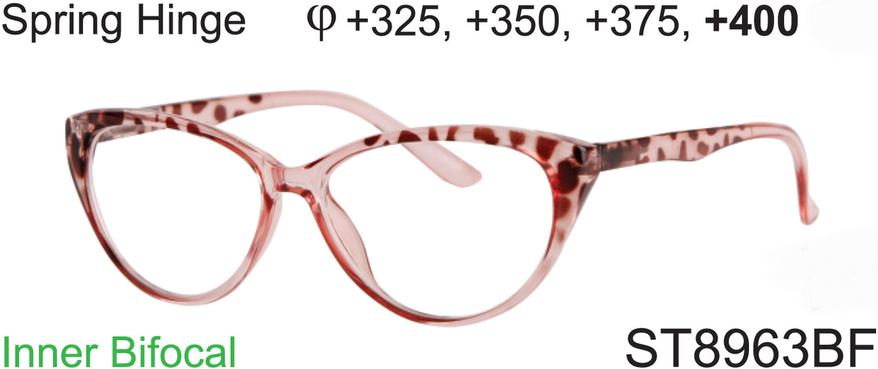 ST8963BF - Wholesale Women's Cat Eye Style Inner Bifocal Reading Glasses