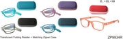 ZP9934R - Wholesale Translucent Folding Reading Glasses with Matching Case