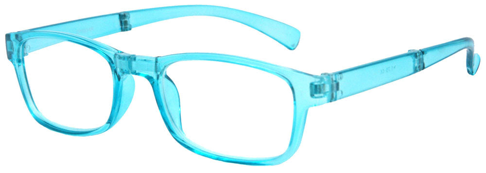 ZP9934R - Wholesale Translucent Folding Reading Glasses with Matching Case in Neon Aqua Blue