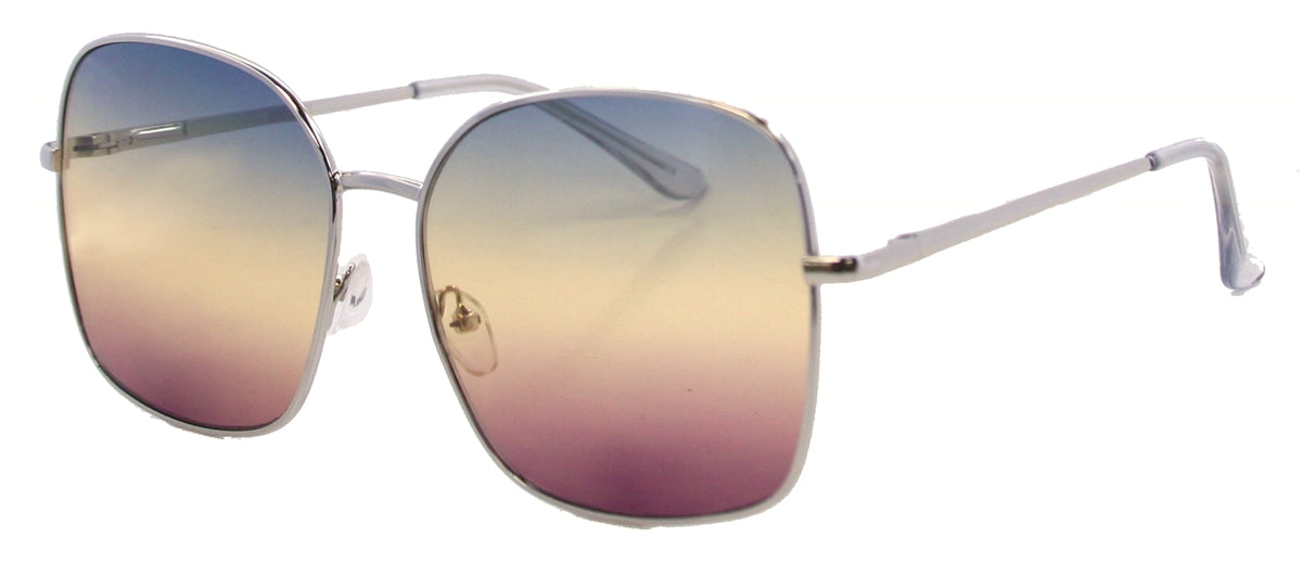 ST3135TT - Wholesale Women's Oversized Square Style Three Toned Lens Sunglasses in Silver