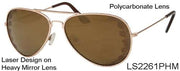 LS2261PHM - Wholesale Metal Fashion Aviator Style Sunglasses with Laser Engraving in Gold