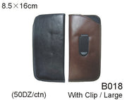 B018 - Wholesale Leatherette Sleeve Pouch with Clip for Large Eyeglasses in Black & Brown