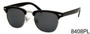8408PL - Wholesale Classic Club Style Polarized Sunglasses in Black