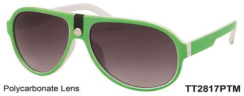 TT2817PTM - Plastic Aviator Two Tone Sunglasses in Green