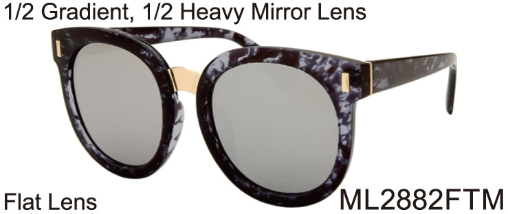 ML2882FTM - Wholesale Fashion Round Sunglasses in Black Grey