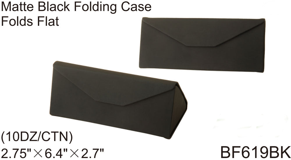 BF619 - Wholesale Medium Size Matte Black Trifold Magnetic Eyewear Case