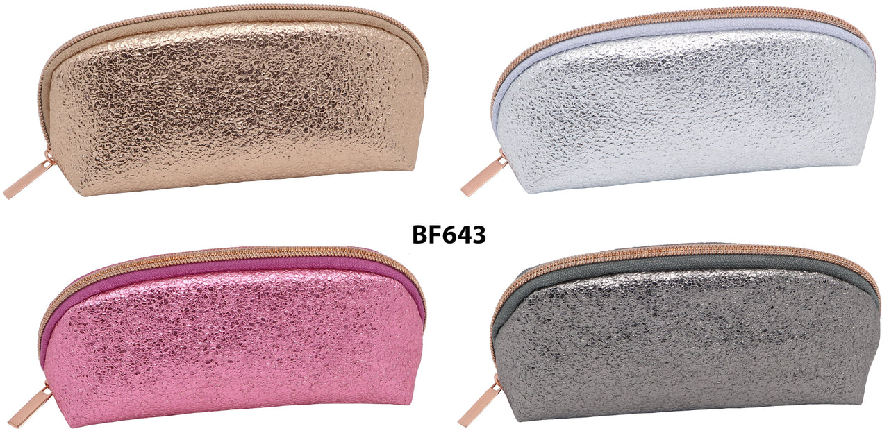 BF643 - Wholesale Medium Size Metallic Zipper Eyewear Pouch