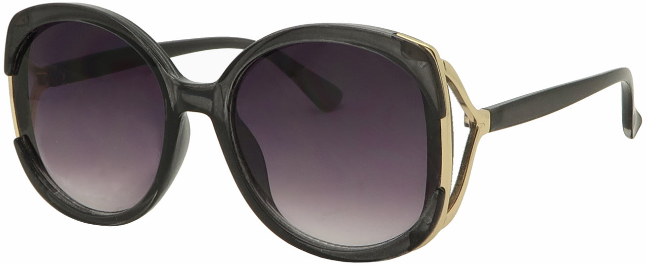 ML3715TM - Wholesale Women's Fashion Round Frame w/Side Vent Temple Sunglasses