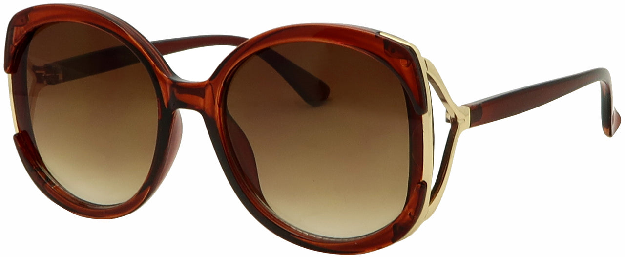 ML3715TM - Wholesale Women's Fashion Round Frame w/Side Vent Temple Sunglasses