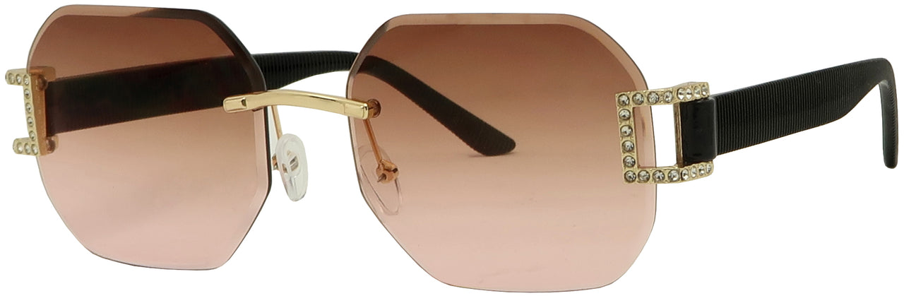 RH3191DC - Wholesale Women's Fashion Rhinestone Temple Sunglasses