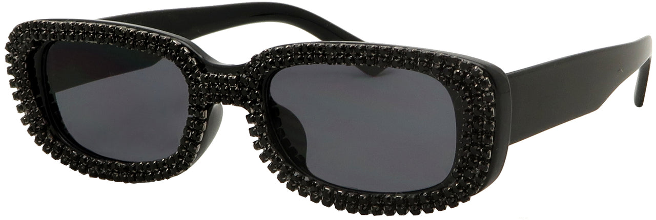 RH3712SD - Wholesale Women's Fashion Rectangular Frame w/Rhinestones Sunglasses