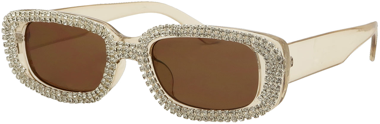 RH3712SD - Wholesale Women's Fashion Rectangular Frame w/Rhinestones Sunglasses