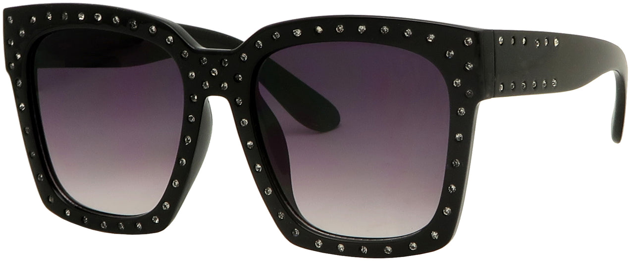 RH3716TM - Wholesale Women's Large Rectangular Frame w/Rhinestones Sunglasses