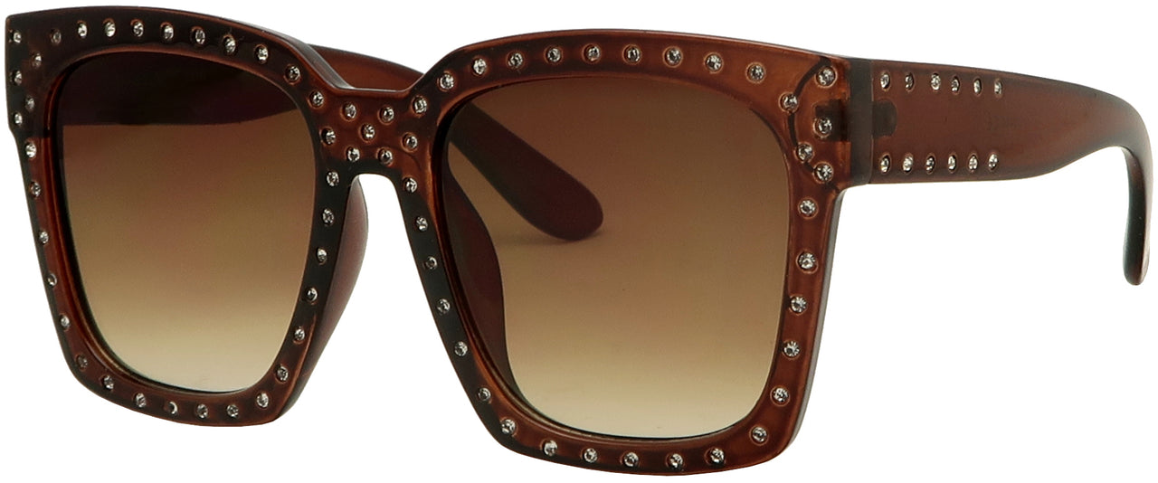 RH3716TM - Wholesale Women's Large Rectangular Frame w/Rhinestones Sunglasses