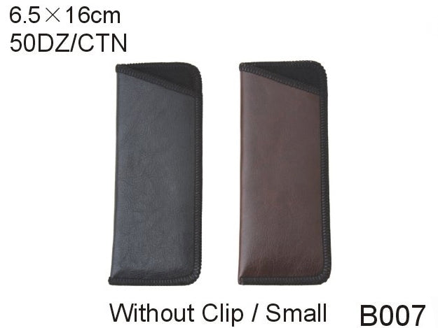B007 - Wholesale Leatherette Sleeve Pouch for Small Eyeglasses in Brown & Black