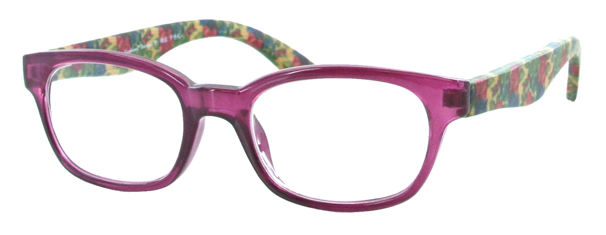 WD2983R - Wholesale Women's Floral Reading Glasses with Real Bamboo Temples in Purple