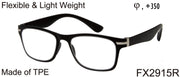 FX2915R - Wholesale Unisex Lightweight TPE Reading Glasses in Black