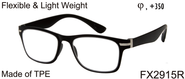 FX2915R - Wholesale Unisex Lightweight TPE Reading Glasses in Black