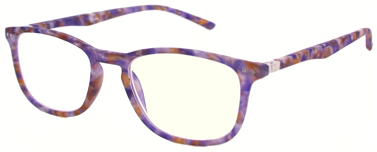 ST1943R - Wholesale Rubberized Watercolor Pattern Reading Glasses in Purple
