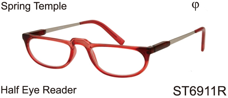 ST6911R - Wholesale Women's Fashion Half Eye Frame Reading Glasses in Red